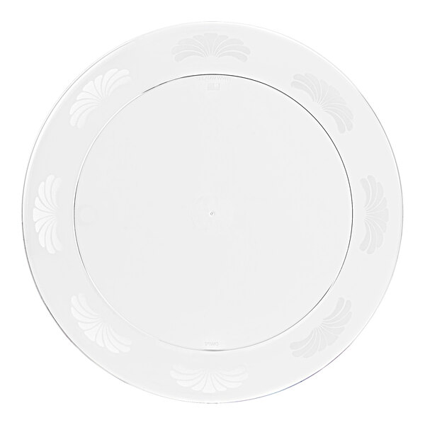 A clear plastic WNA Comet designerware plate with a circular design.