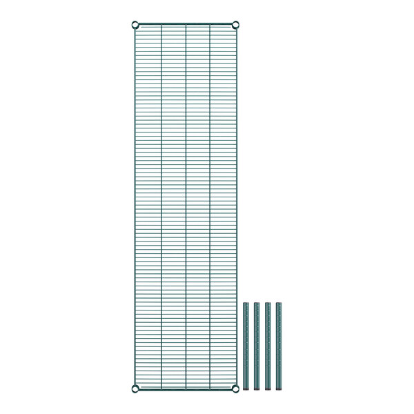 A green Regency wire rack with one shelf and two bars.