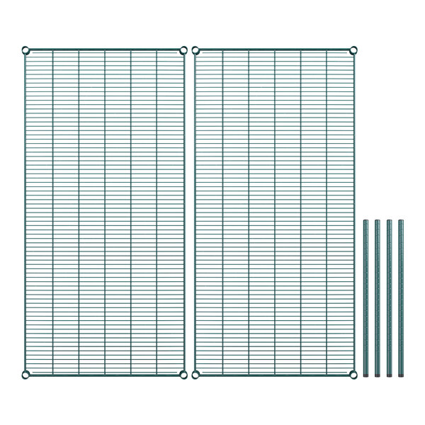 A close-up of a metal pole with a grid of green lines.
