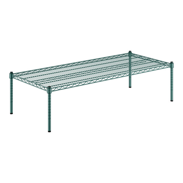 A Regency green wire shelf kit with metal legs.