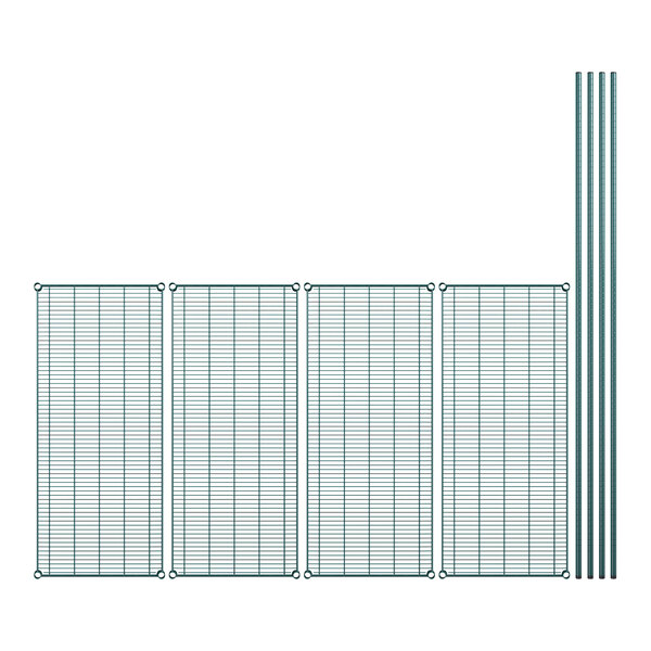 A Regency wire shelving kit with metal grids and poles.