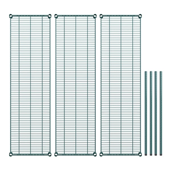 A group of metal grids with metal rods on a white background.