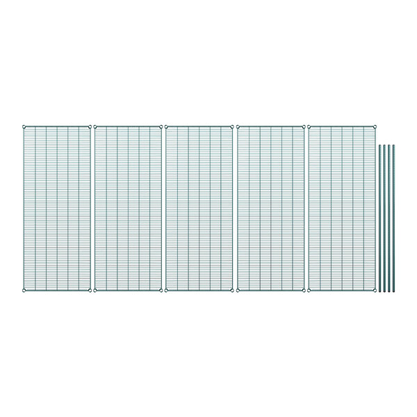 A group of metal grids with a white rectangular frame.