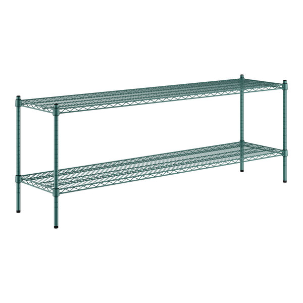 A green Regency wire shelving kit with two shelves.