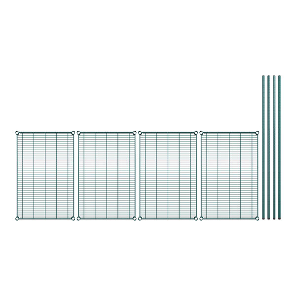 A white grid of wire shelves.