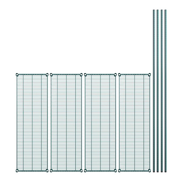 A row of four Regency wire mesh panels with green epoxy borders.