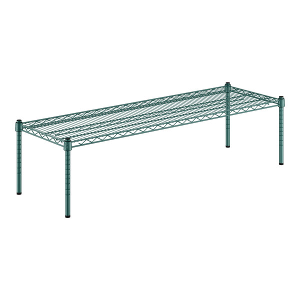 A green metal Regency wire shelf kit with columns.