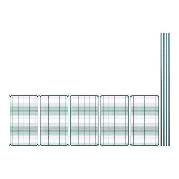 A Regency wire shelving kit with green epoxy shelves and posts.