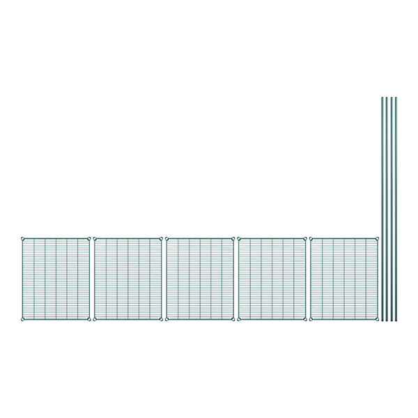 A wire shelf kit with five shelves on a white background.