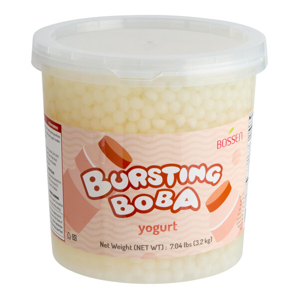 A 7.04 lb tub of Bossen Yogurt Bursting Boba.