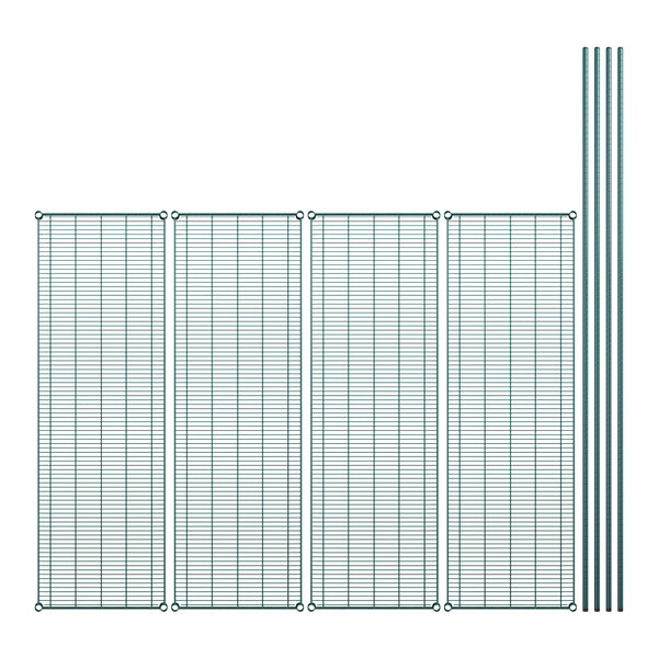 A row of metal grids with poles.