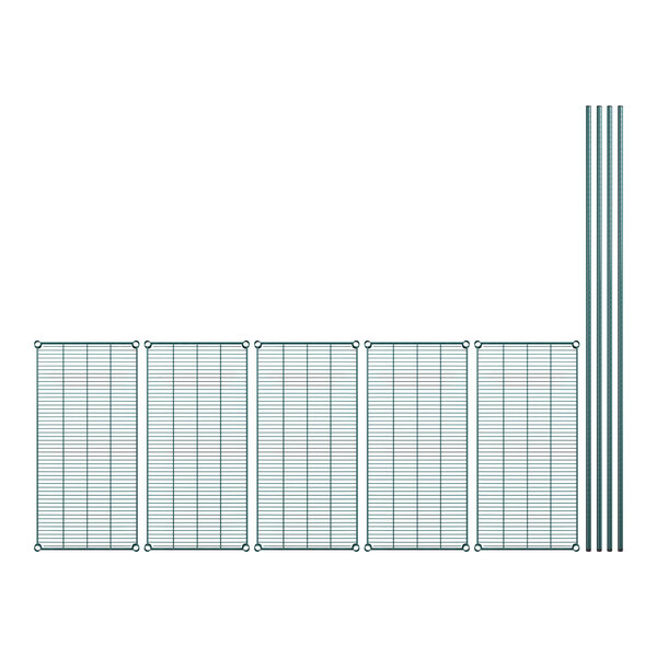 A row of metal grids with metal bars.