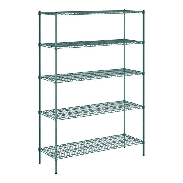 A Regency green metal wire shelving kit with 5 shelves.