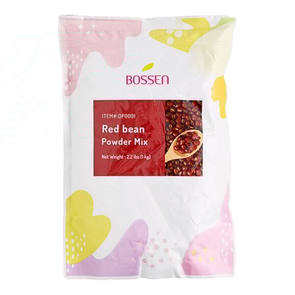 A white bag of Bossen red bean powder mix with a red label.