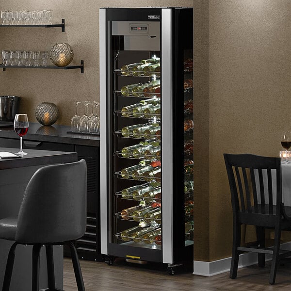 AvaValley single temperature wine merchandiser refrigerator with bottles of white wine