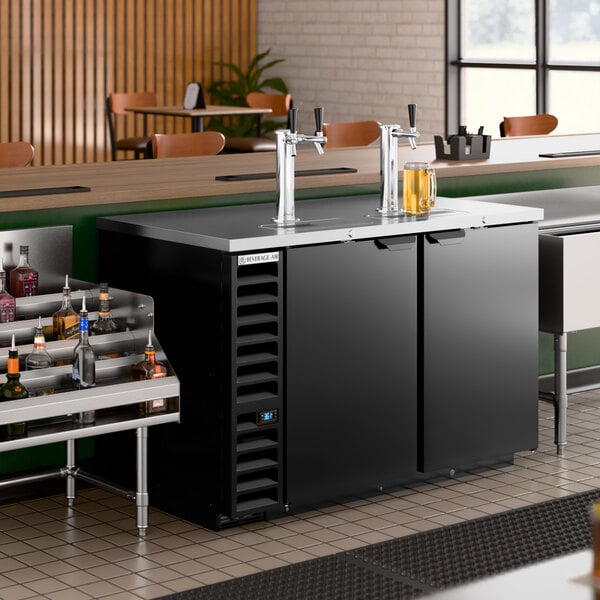 Beverage-Air DD58HC-1-B 1 Single and 1 Double Tap Kegerator Beer Dispenser - Black, (3) 1/2 Keg Capacity