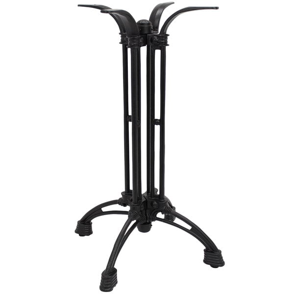 A black metal Art Marble Furniture bar height table base with four legs.