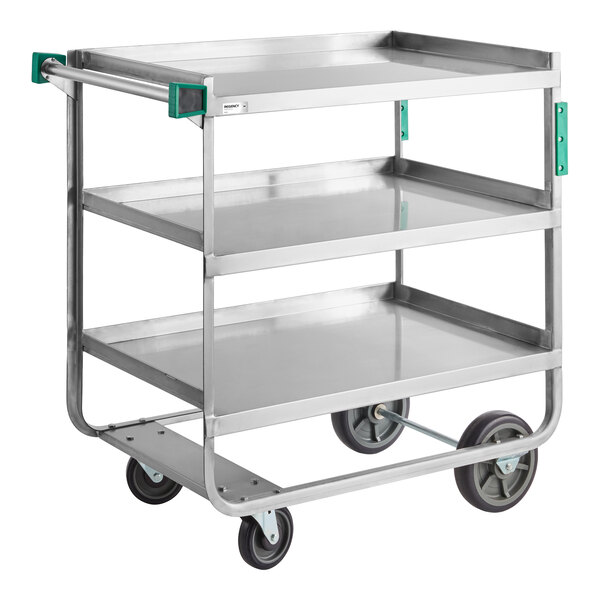 Regency 22" x 38 1/2" Three Shelf 18 Gauge 430 Stainless Steel U-Channel Cart - Fully Welded