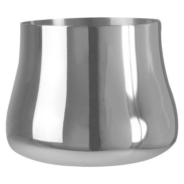 A silver bowl with a white background.