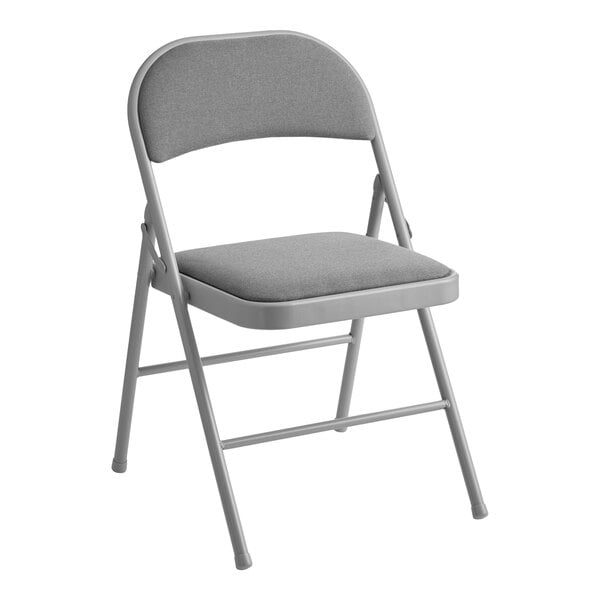 Lancaster Table & Seating Gray Fabric Folding Chair with Padded Seat