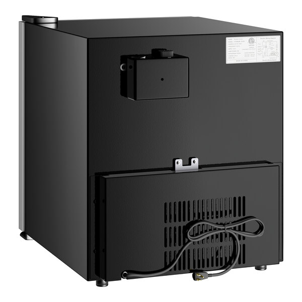 A black customizable countertop display refrigerated merchandiser with a 1.8 cubic foot capacity.