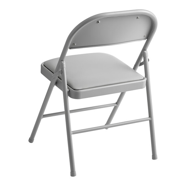Lancaster Table & Seating Gray Vinyl Folding Chair with Padded Seat