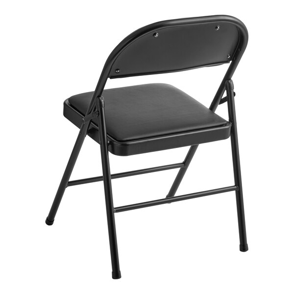 Lancaster Table & Seating Black Vinyl Folding Chair with Padded Seat