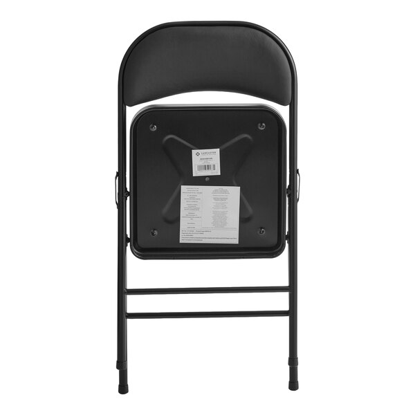 Lancaster Table & Seating Black Vinyl Folding Chair with Padded Seat
