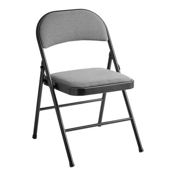 Lancaster Table & Seating Dark Gray Fabric Folding Chair with Padded Seat