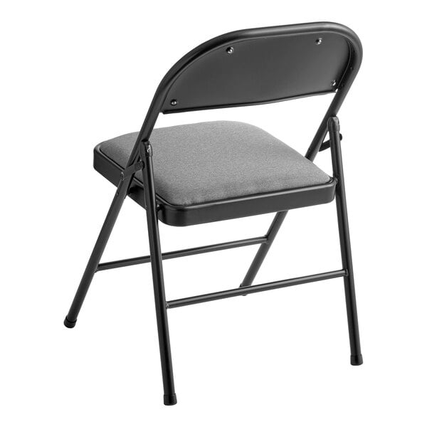 Lancaster Table & Seating Dark Gray Fabric Folding Chair with Padded Seat