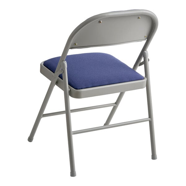 Lancaster Table & Seating Blue Fabric Folding Chair with Padded Seat