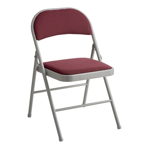 Lancaster Table & Seating Burgundy Fabric Folding Chair with Padded Seat