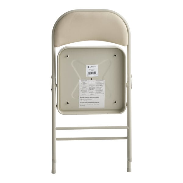 Lancaster Table & Seating Beige Vinyl Folding Chair with Padded Seat