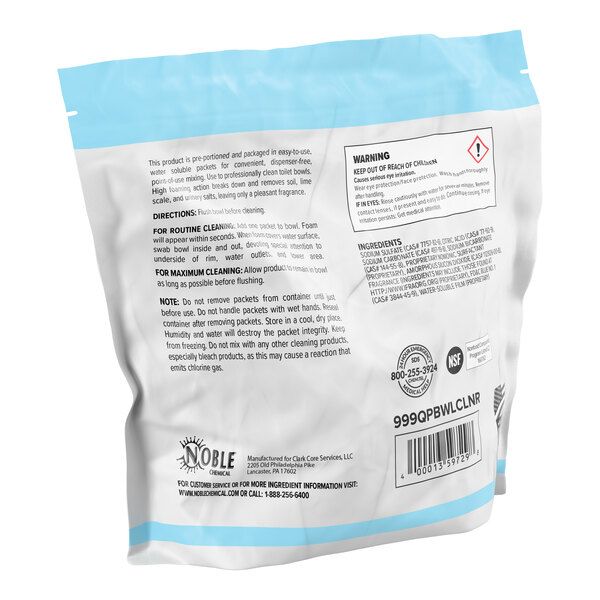 Noble QuikPacks 0.5 oz. Concentrated Toilet Bowl Cleaner Packs 90 Count Bag - 2/Case