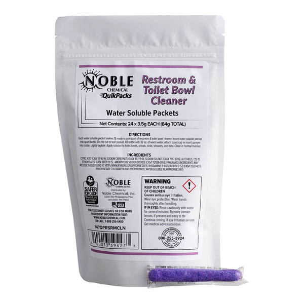 Noble QuikPacks 3.5 Gram Concentrated Restroom and Toilet Bowl Cleaner Packets - 24/Bag