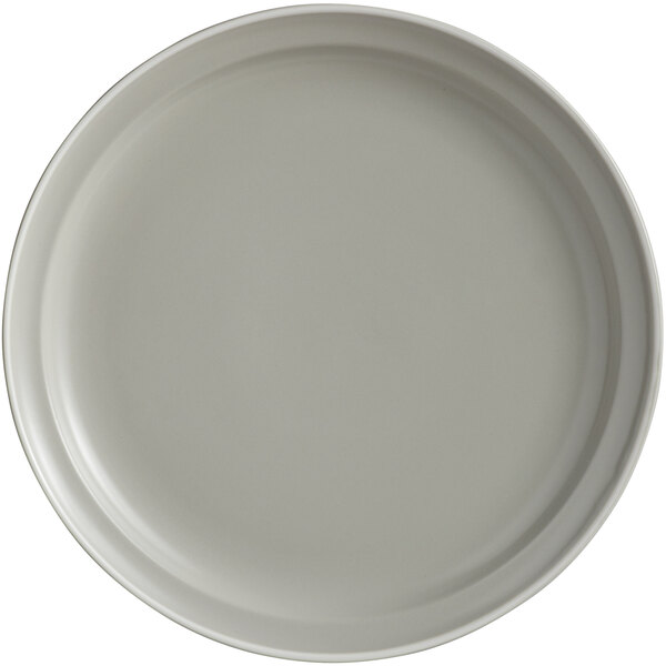 A white porcelain plate with a white border.