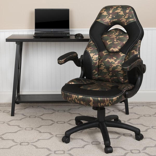 Flash Furniture Ch 00095 Cam Gg High Back Camo Leathersoft Swivel Office Chair Video Game Chair With Flip Up Arms