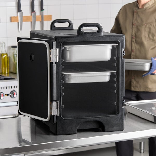 CaterGator Black Front Loading Insulated Food Pan Carrier - 5 Full-Size Pan Max Capacity