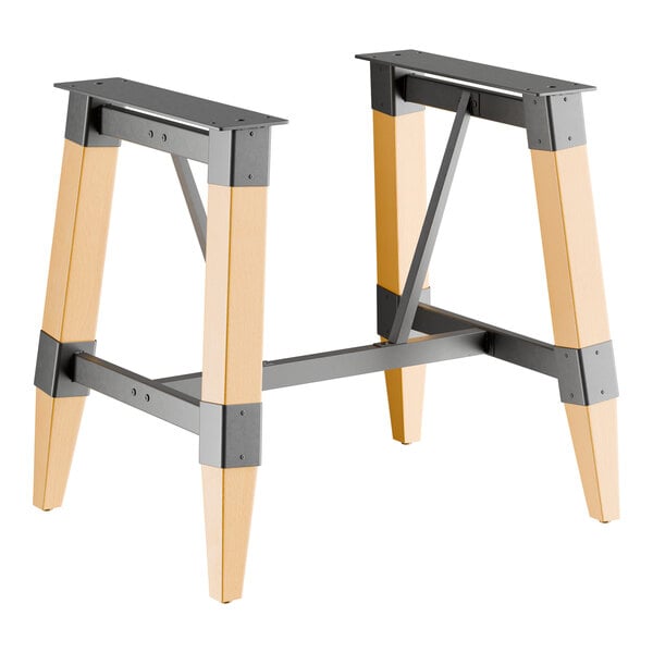 Lancaster Table & Seating Industrial Bleached Oak Finish Standard Height Trestle Table Base for 30" x 48" Table Tops