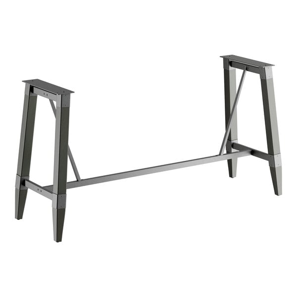 Lancaster Table & Seating Industrial Slate Gray Finish Bar Height Trestle Table Base for 30" x 96" Table Tops