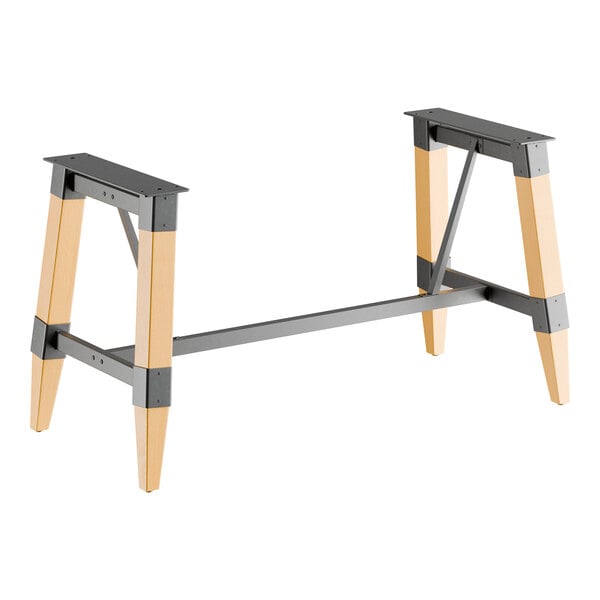 Lancaster Table & Seating Industrial Bleached Oak Finish Standard Height Trestle Table Base for 30" x 72" Table Tops