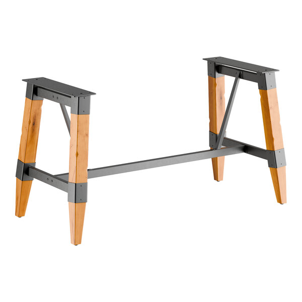 Lancaster Table & Seating Industrial Honey Maple Finish Standard Height Trestle Table Base for 30" x 72" Table Tops