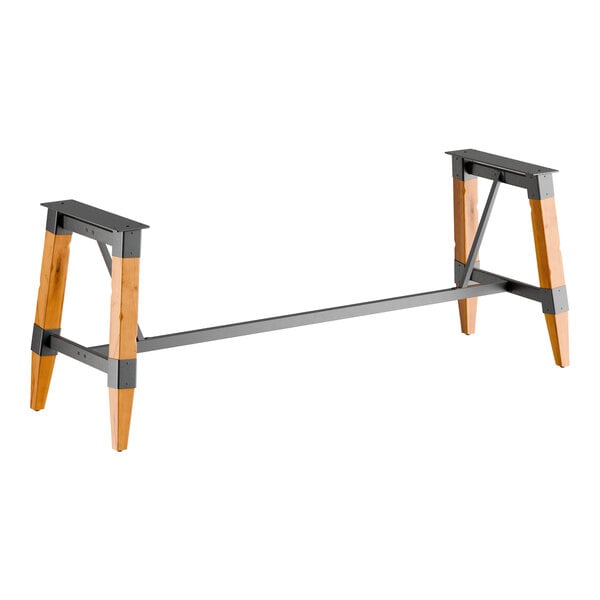 Lancaster Table & Seating Industrial Honey Maple Finish Standard Height Trestle Table Base for 30" x 96" Table Tops