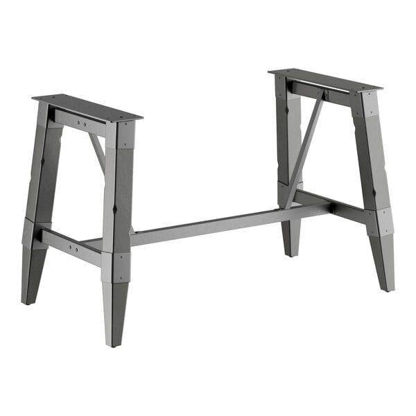 Lancaster Table & Seating Industrial Slate Gray Finish Standard Height Trestle Table Base for 30" x 60" Table Tops