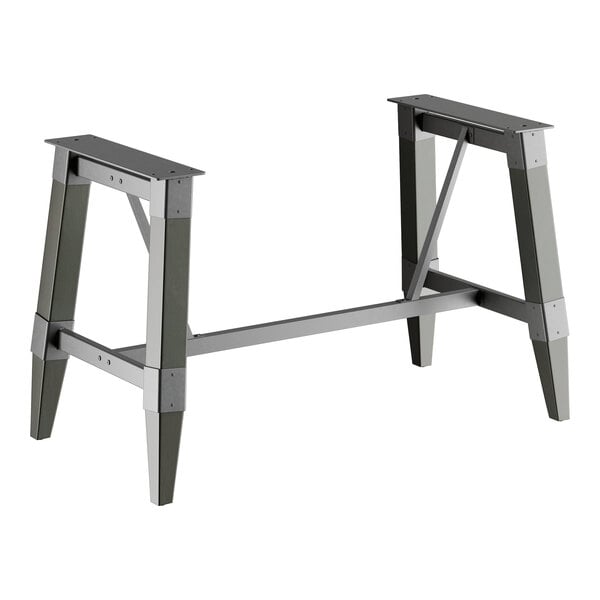 Lancaster Table & Seating Industrial Slate Gray Finish Standard Height Trestle Table Base for 30" x 60" Table Tops