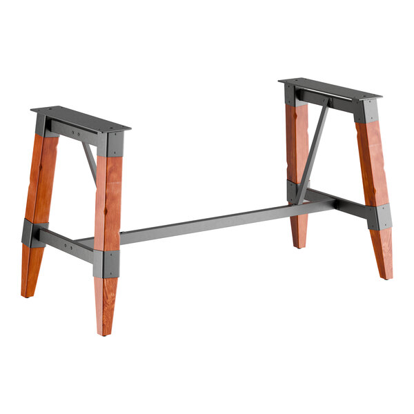 Lancaster Table & Seating Industrial Rustic Mahogany Finish Standard Height Trestle Table Base for 30" x 72" Table Tops