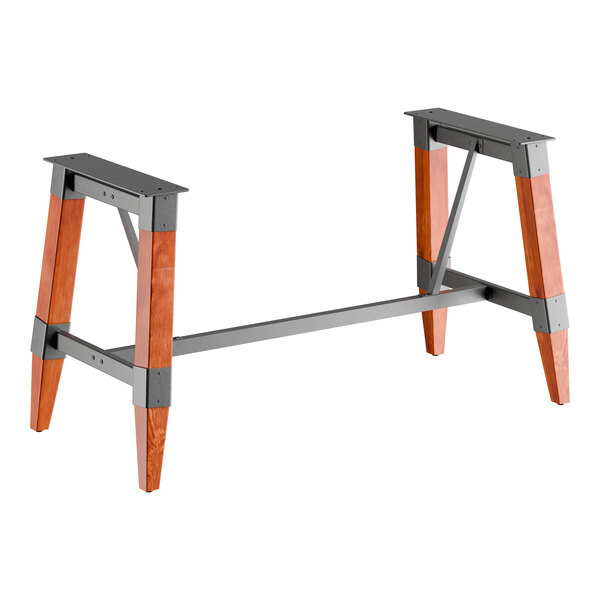 Lancaster Table & Seating Industrial Rustic Mahogany Finish Standard Height Trestle Table Base for 30" x 72" Table Tops