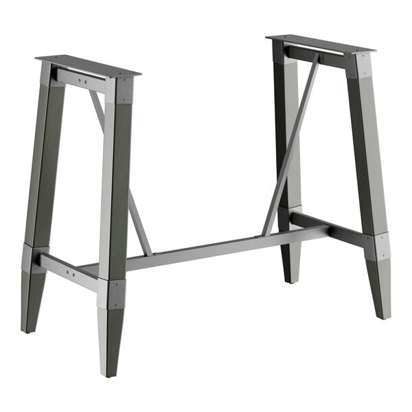 Lancaster Table & Seating Industrial Slate Gray Finish Bar Height Trestle Table Base for 30" x 60" Table Tops
