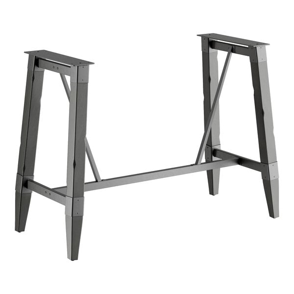 Lancaster Table & Seating Industrial Slate Gray Finish Bar Height Trestle Table Base for 30" x 72" Table Tops