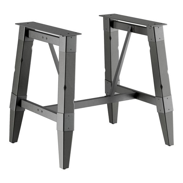 Lancaster Table & Seating Industrial Slate Gray Finish Standard Height Trestle Table Base for 30" x 48" Table Tops